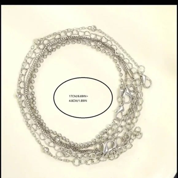 Set of 5 Silver-Tone Dainty Bracelets - Picture 3 of 5